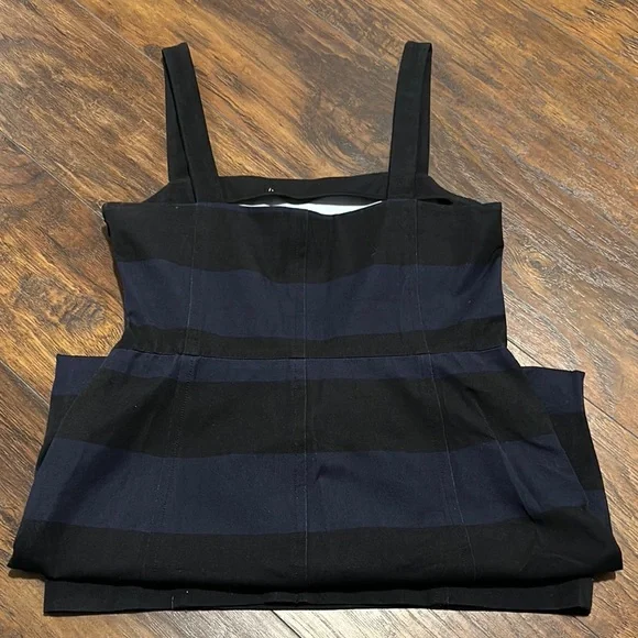 Banana Republic Black and Blue Striped Stretch Faded Denim Dress 16 Tall - Picture 8 of 14